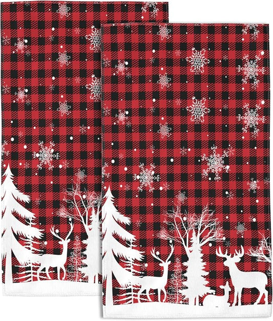 Christmas and New Year Hand Towels for Bathroom Set of 2 Bath Hand Towels Soft Absorbent Decorative Hand Towel for Bathroom Kitchen Yoga Home Decor 14 x 28 in