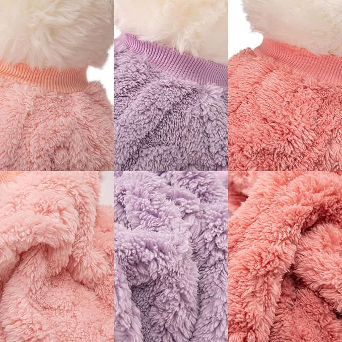 Dog Sweater, 3 Pack Dog Sweaters for Small Dogs or Cats, Girl or Boy, Warm Dog Clothes Shirt Coat for Winter Christmas (Pink, Purple, Rose Red, XX-Small)
