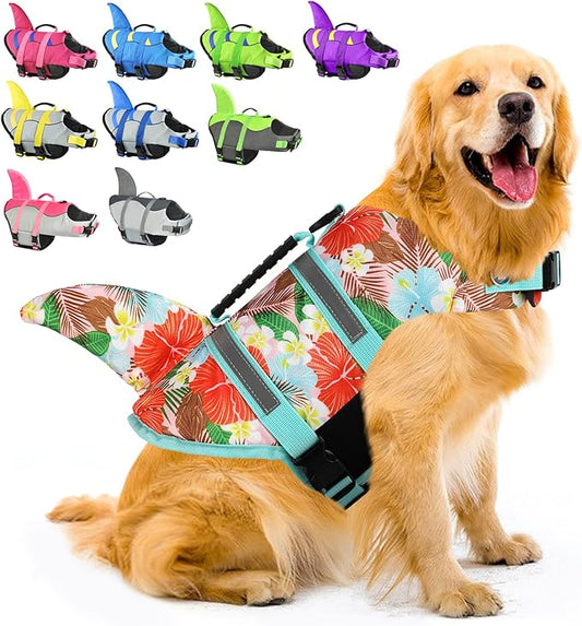 Fragralley Shark Dog Life Jacket, Adjustable Dog Life Vest with Shark Fin, Suit for Small Medium Large Dog Life Vest for Swimming, Boating, Pool, Beach