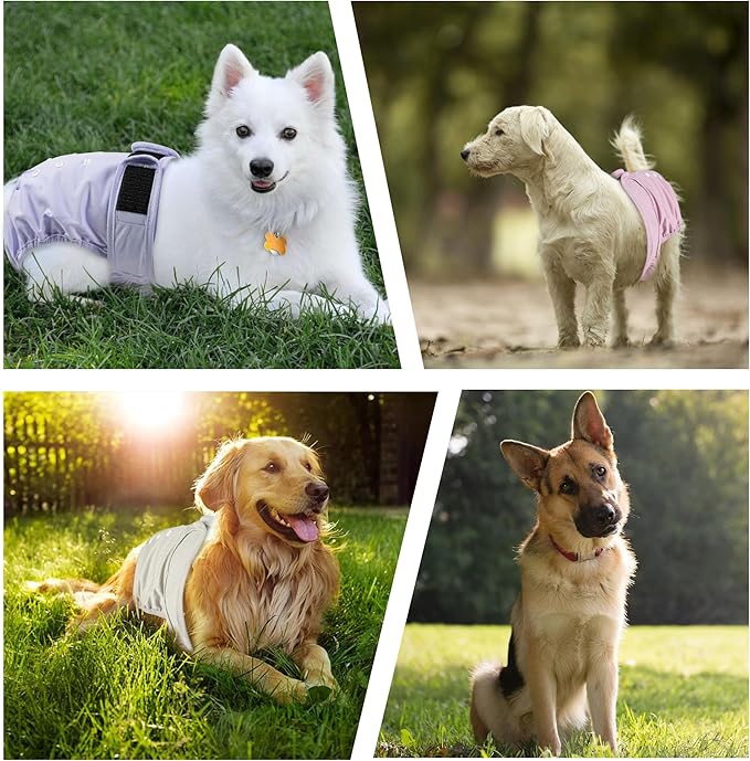 5 Pack Washable Female Dog Diapers,Reusable Diaper for Doggie,Highly Absorbent Dog Diaper,Adjustable Leakproof Puppy Diapers Skirt for Heat,Incontinence,Period Doggy Nappies
