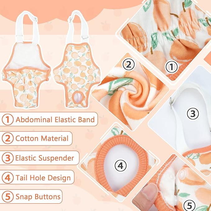 QBLEEV Dog Diapers Female Washable Sanitary Pantie with Adjustable Suspender, Reusable Doggie Diapers for Male Dogs in Heat, Cute Puppy Pet Period Panties Dog Underwear for Corgi French Bulldog S