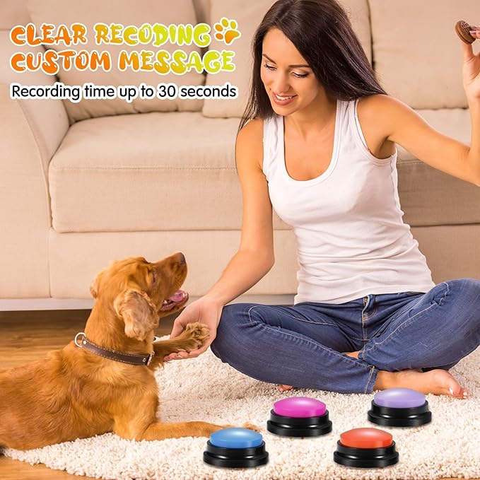Chumia 12 Pcs Voice Recording Button, Dog Buttons for Communication 30 Second Record & Playback Pet Talking Training Buzzers Funny Gift for Animal Office Home Study Family Game(Multi Colors)