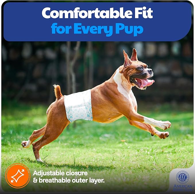 American Kennel Club Male Dog Wrap, Disposable Diapers with Wetness Indicator, Large, 50 Count (Pack of 6)