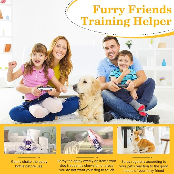No Chew Spray for Dogs, Bitter Apple Spray for Dogs to Stop Chewing, Effective Indoor/Outdoor Deterrent Training Corrector for Anti-Scratch, Anti Marking, Furniture Protection (2 PCS)
