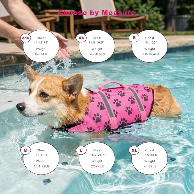 Doglay Dog Life Jacket, Dog Life Vest for Swimming Boating, Adjustable Puppy Life Jacket with Reflective Stripes, Superior Buoyancy Pet Swimming Vest for Small Medium and Large Dogs