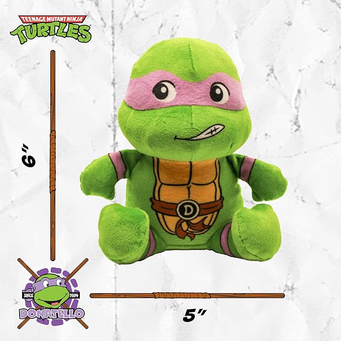 design LAB, Inc. Teenage Mutant Ninja Turtle Official Merchandise | TMNT Toys Squeaky Plush Dog Toy | Donatello | Stuffed Animal Turtle Squeaks for Interactive Play