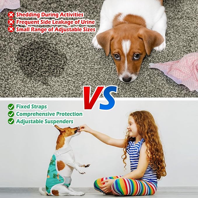 3 Pack Washable Female Dog Diaper Onesie Sanitary Pantie with Adjustable Suspender, Reusable Fixed Doggie Diapers, Super Absorbent Leakproof for Small Medium Large Dog in Heat Cycle XL