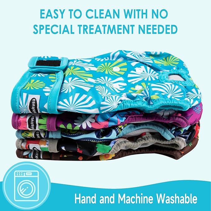 Reusable Washable Dog Diapers Female, Highly Absorbent Doggie Diapers, Size Adjustable Puppy Diapers for Dog Period Panties(5 Pack)