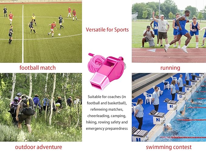 5-Pack Pink Whistles with Lanyard & Mouth Guard, Loud High Pitch Safety Whistle for Dog Training, Sports Coaching, Referee, Cheerleading, Camping, Hiking, Outdoor Activities and Emergency