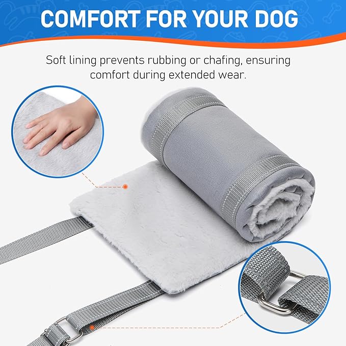 Big Dog Lift Harness, Adjustable Dog Sling for Back Legs, Hip Support Harness to Help Lift Dogs Rear for Helps Senior, Injured, Disabled and After ACL Surgery Dogs - X-Large, Grey