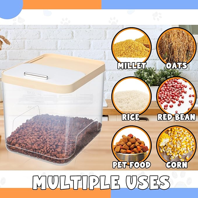 2 Pack 30 Lbs Airtight Dog Food Storage Container with 2 Scoops, Clear Cat Food Container Storage Bin with Measuring for Dog Cat Bird Other Pet