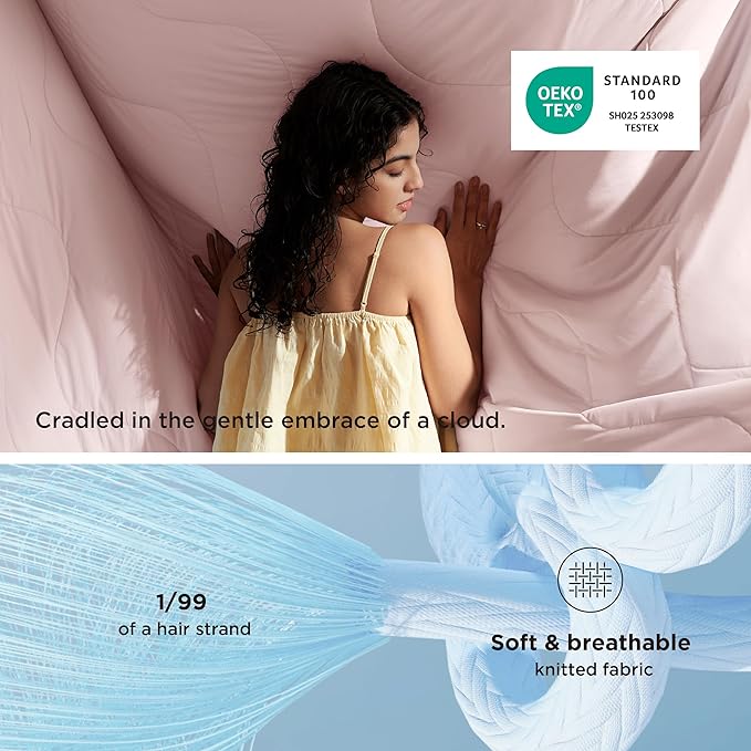 Bedsure Cooling Blankets for Hot Sleepers - Cooling Comforter, Cold and Lightweight Gift for Night Sweats, Full Size Ice Breathable Summer Blanket for Bed, Pink, 80x90 Inches