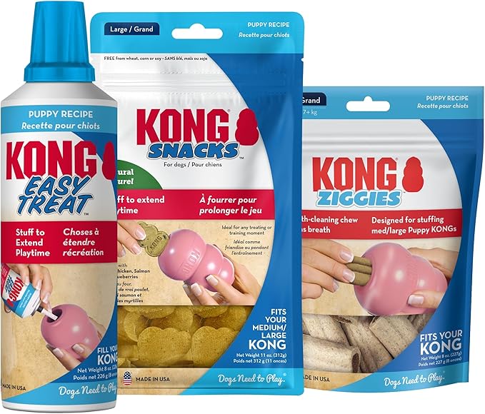 KONG - Dog Treat Combo - Easy Treat, Snacks and Ziggies - Puppy Treats for Medium/Large Puppies
