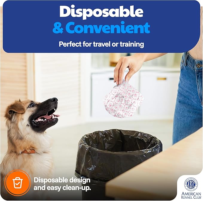American Kennel Club Female Dog Wrap, Disposable Diapers with Wetness Indicator (M (15–23 in), 50, Count)