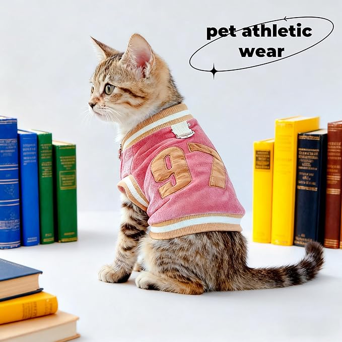 Dog&Cat Jersey,Pet Clothes for Dogs&Cats，Number 97,Soft Warm Cotton Blend Sweatshirt for Fall&Winter, Breathable Cozy Pet Sports Shirt, Durable Outdoor Daily Wear (Pink, L)
