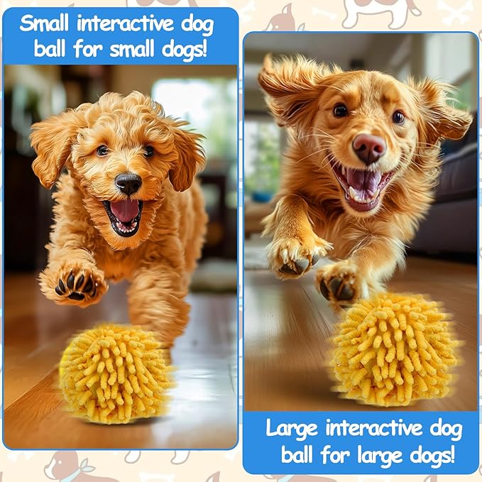 Interactive Self-Rolling Dog Toy, Anti-Chewer for Small/Medium Puppies, Motion Activated Enrichment Ball