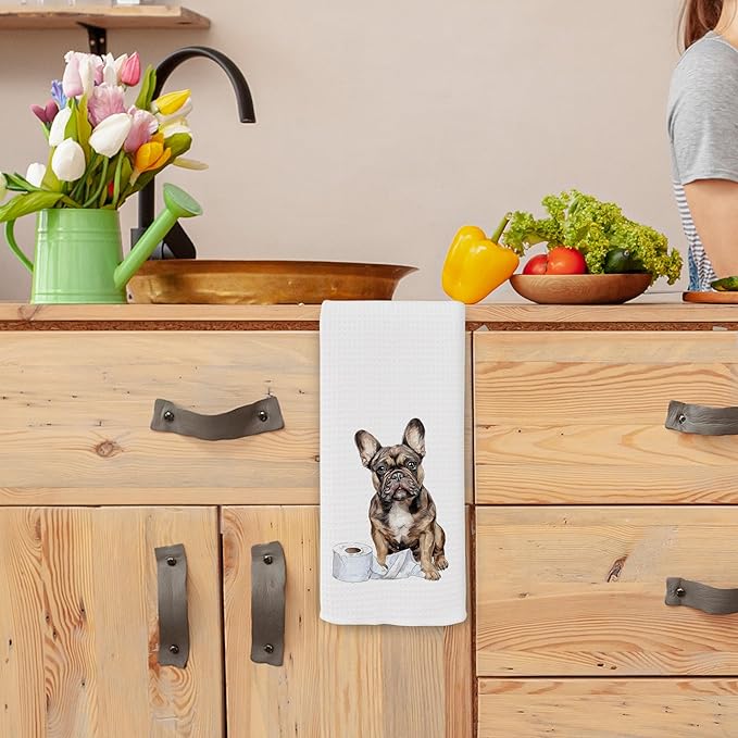Funny French Bulldog Gifts Bathroom Hand Towels, Dog Bathroom Decor, Gifts for French Bulldog Lovers Dish Tea Towels, Kids Bath Room Washroom Toilet Decorative Hand Towel 16x24 Inch