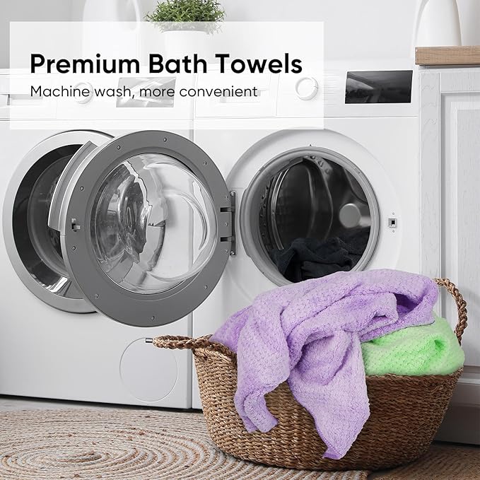 HOMEXCEL 6 Pack Bath Towel Set, (24 x 48 Inches) Microfiber Ultra Soft Highly Absorbent Bath Towels, Lightweight and Quick Drying Towels for Hotel, Bathroom, Spa and Beauty Parlor, Multicolor