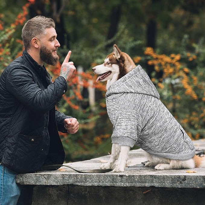 Dog Sweaters for Medium Dogs Dog Hoodie Fleece Pet Sweater Soft Clothes Sweatshirt with Pocket Pet Hoodie for Medium Dogs(Grey&M)