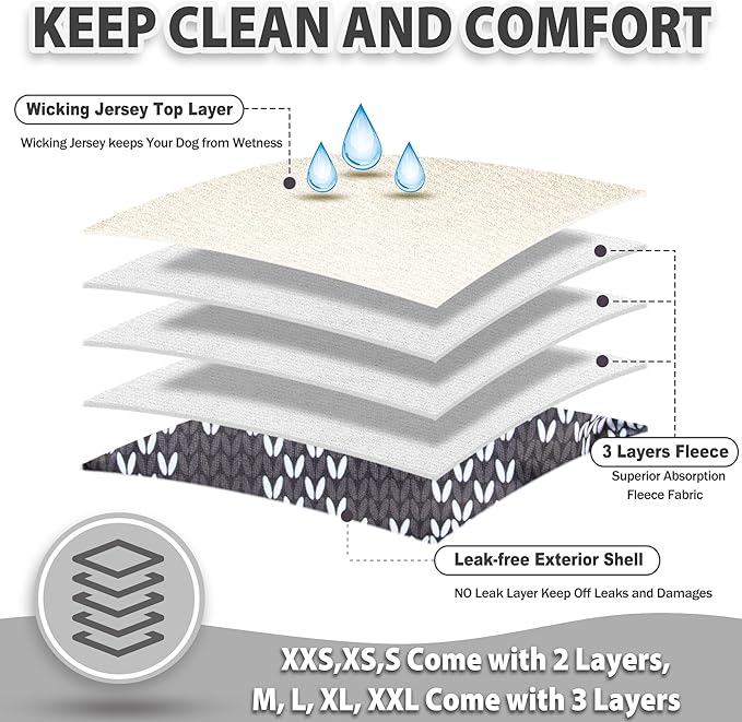 Langsprit Male Belly Bands for Dogs (Pack of 3) - Dog Diapers Male - High Absorbing Dog Wraps Washable - Reusable Small Doggy Doggie Puppy Dog Diapers Plaid-1 S