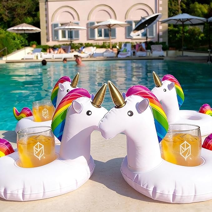 Dog Pool Float, Funny 6-in-1 Inflatable Dog Floats for Pool, Pet Floatie Raft for Small Dogs, Puppy and Doggies, White Unicorn
