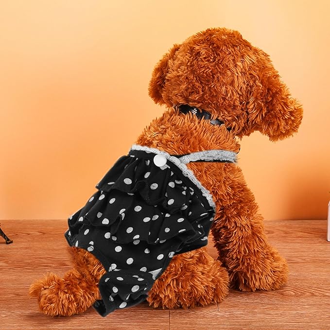 Kisangel Dog Diaper Female Physiological Pants Breathable Fabric and Adjustable Straps, Black L Size, Pet Sanitary Nappies for Female Dogs During Heat Cycle and Incontinence