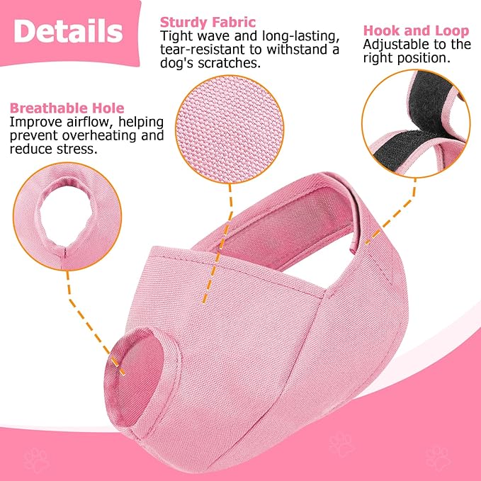 BARKLESS French Bulldog Calming Muzzle – Short Snout Eye-Shading Cover for Grooming & Vet Visits, Soft Breathable Dog Muzzle to Help Reduce Biting (Pink, M)