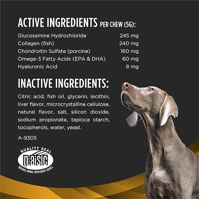 Purina Pro Plan Veterinary Large Breed Dog Joint Care Supplement with Glucosamine, Chondroitin, and Collagen to Support Hip and Joint Health – 30ct Pouch
