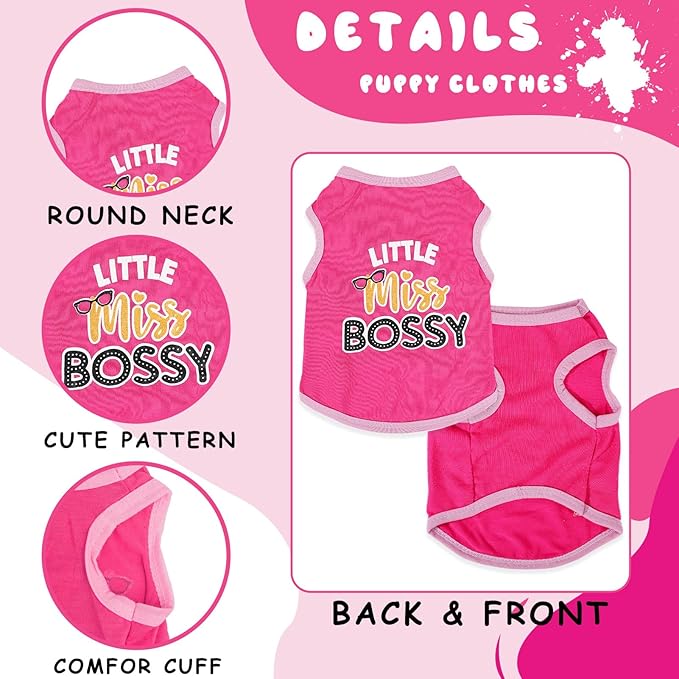 4 Pieces Dog Shirts Dog Clothes for Small Dogs Cute Pink Puppy Clothes Soft Yorkie Chihuahua Pet Cat Outfit Clothing S