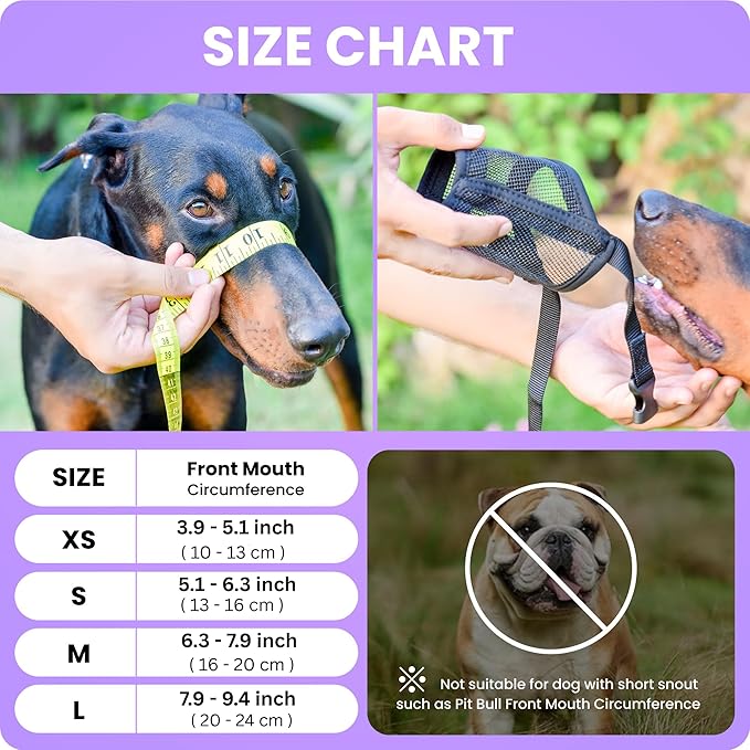 Flintstone Dog Muzzle for Small Dogs – Soft Air Mesh Small Dog Muzzle | Breathable Muzzles to Prevent Biting Chewing Grooming | Drinkable Mussels for Dogs X-S (3.9”- 5.1”)