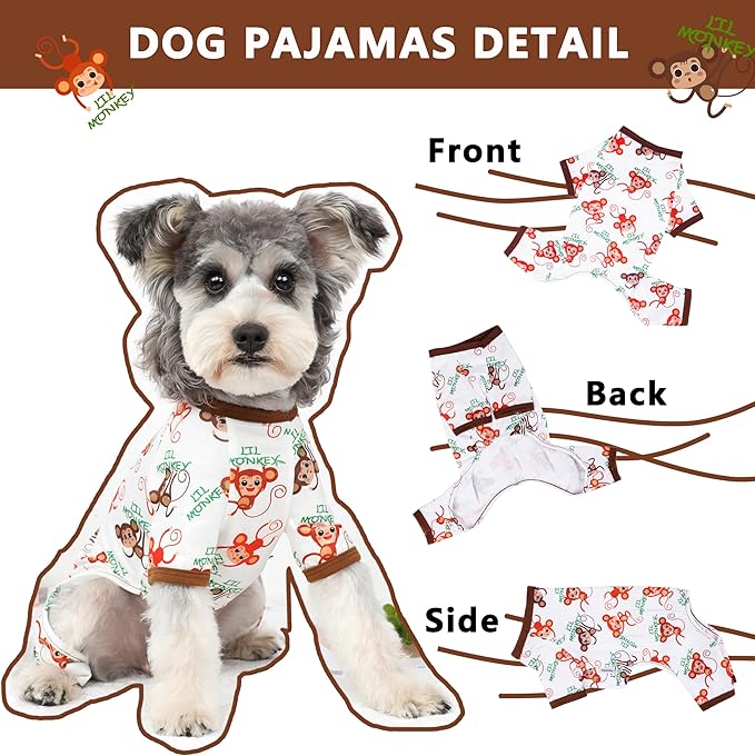 Dog Pajamas Spring Summer Dog Clothes for Small Medium Dogs Girl Boy Cute Soft Puppy Pjs Clothes Doggie Onesies Cat Pet Jammies Outfit (Brown,S)