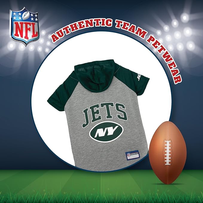 Pets First NFL New York Jets Hoodie for Dogs & Cats. | NFL Football Licensed Dog Hoody Tee Shirt, Small| Sports Hoody T-Shirt for Pets | Licensed Sporty Dog Shirt