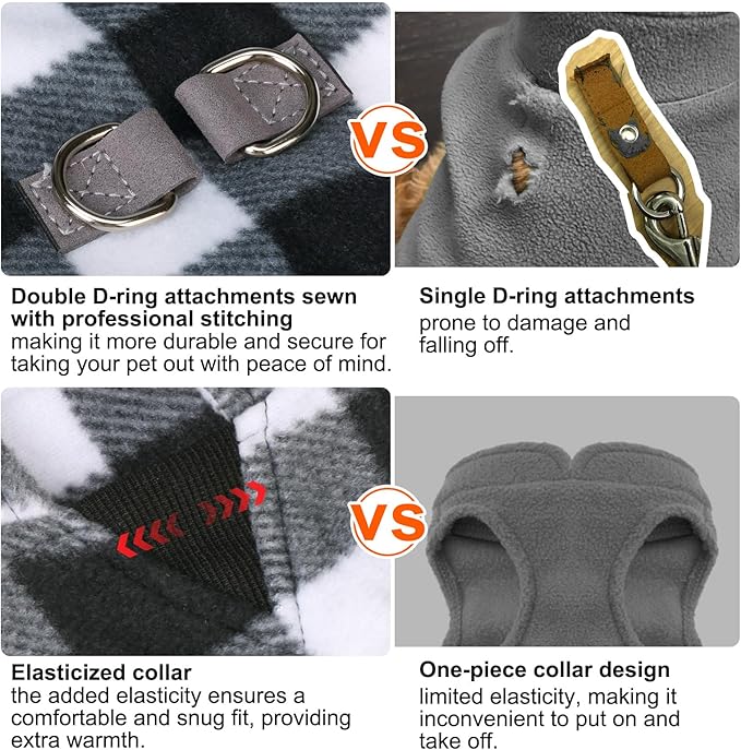 BEAUTYZOO XS Dog Sweaters, Soft Fleece Vest Pullover Dog Jacket with D-Ring Leash Attachment, Warm Winter Dog Clothes Cold Weather Doggy Chihuahua Sweater for Small Dogs Cats Boy or Girl, XSmall