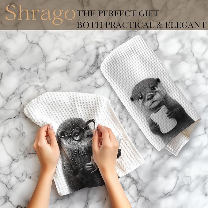 Funny Otter Bathroom Hand Towels, Kids Bathroom Decor, Gifts for Otter Lovers Hand Towels for Kids Bath Room Washroom, Animal Lovers Gifts, 16x24 Inch Set of 2