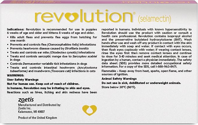 Revolution (selamectin) Topical Solution for Puppies & Kittens, Up to 5 lbs (Mauve), 3 Tubes