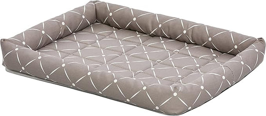 MidWest Homes for Pets 40224-MRD Quiet Time Couture Ashton Bolster Pet Bed, Small Dog/24, Mushroom & White Diamond Pattern