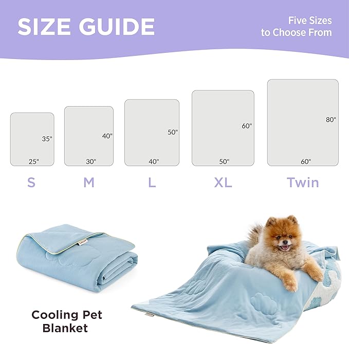 LE SURE Premium Cooling Dog Blankets for Bed - Washable Dog Cooling Throw Blanket with Q-MAX>0.4，Durable Self Cooling Pet Mat, Soft Cooling Summer Blanket for Hot Weather, Blue, 60x80