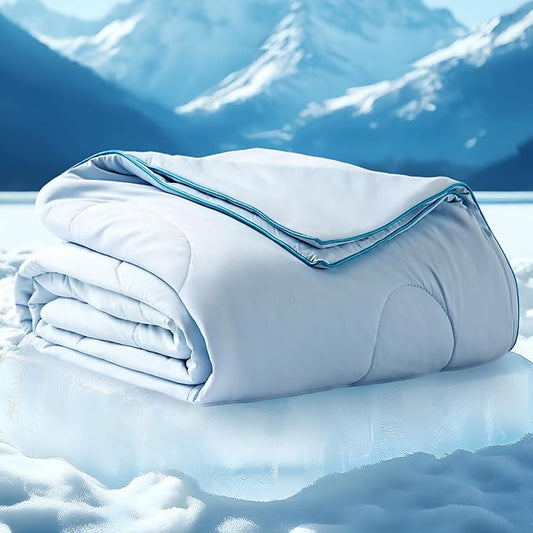 Bedsure Cooling Blankets for Hot Sleepers - Cooling Comforter, Cold Summer Blanket Twin Size for Bed, Ice Breathable and Lightweight Gift for Night Sweats, Blue, 60x80 Inches