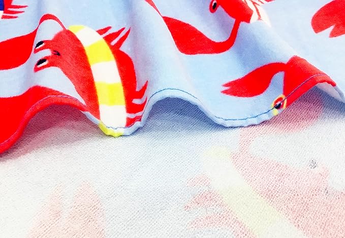 YIFONTIN Beach Towel for Kids Velour Terry Blanket Throw 100% Cotton 25.5X51 inches for Swimming Bath Travel Camping and Picnic, Red Crab.