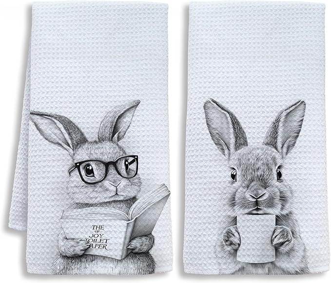 Funny Bunny Bathroom Hand Towels, Kids Bathroom Decor, Gifts for Bunny Lovers Hand Towels for Kids Bath Room Washroom, Animal Lovers Gifts, 16x24 Inch Set of 2