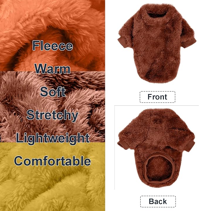 Dog Sweater, 3 Pack Dog Sweaters for Small Dogs, Dog Clothes for Small Dogs Girl Boy, Ultra Soft and Warm Puppy Sweater Dog Coat for Winter Christmas (Orange+Coffee+Yellow, Medium)
