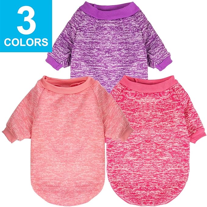3 Pack Dog Sweater, Dog Sweaters for Small Dogs, Warm Soft Pet Clothes for Puppy, Medium Large Cat, Dogs Girl or Boy, Dog Shirt for Winter Christmas (Pink+Purple+HotPink, XX-Large)
