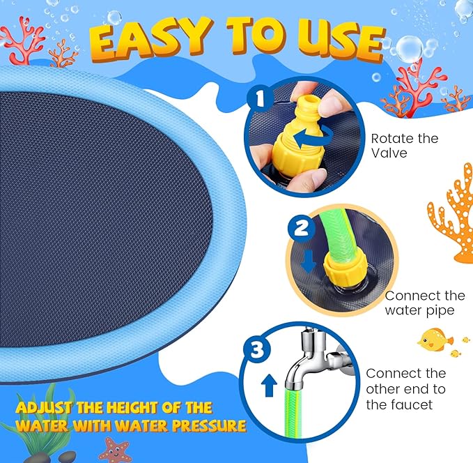 Splash Pad for Kids and Dogs, 107'' Extra Large Splash Pad for Toddlers 1-3 and Kids Ages 4-8, Non Slip Thicken Sprinkler Dog Pool Summer Outdoor Water Toys for Backyard