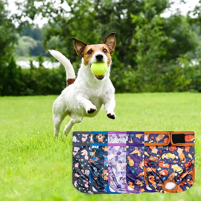 5 Pack Washable Female Dog Diapers,Reusable Diaper for Doggie,Highly Absorbent Dog Diaper,Adjustable Leakproof Puppy Diapers Skirt for Heat,Incontinence,Period Doggy Nappies