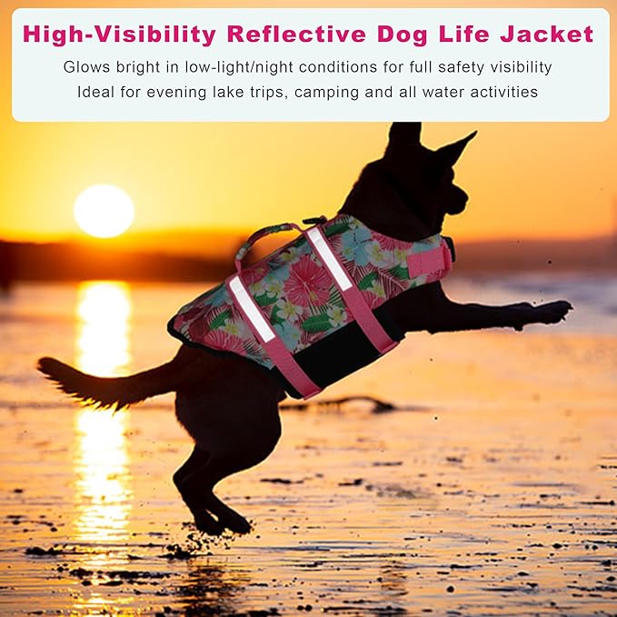 Doglay Dog Life Jacket, Dog Life Vest for Swimming Boating, Adjustable Puppy Life Jacket with Reflective Stripes, Superior Buoyancy Pet Swimming Vest for Small Medium and Large Dogs