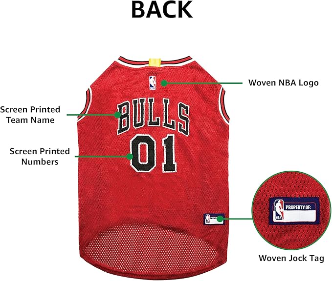 Pets First NBA CHICAGO BULLS DOG Jersey, Medium - Tank Top Basketball Pet Jersey