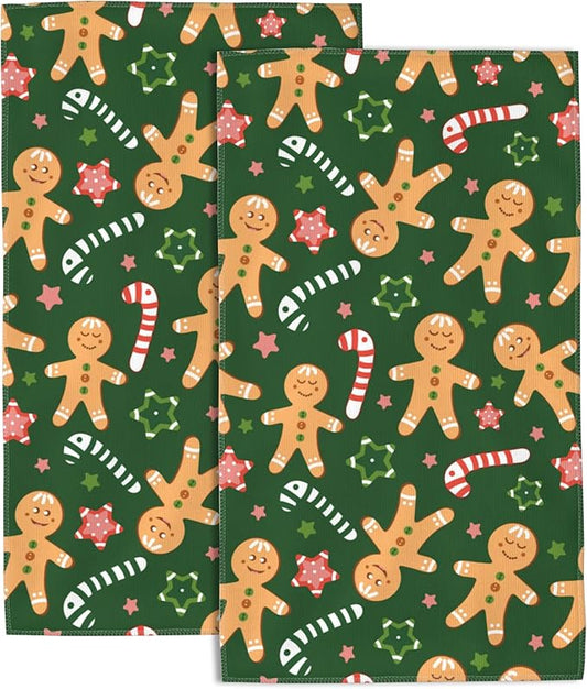 Bath Hand Towels Set of 2 Christmas Cookies Towels for Bathroom Soft Absorbent Decorative Hand Towel for Kitchen Sports Gym Yoga Home Decor 14 x 28 in