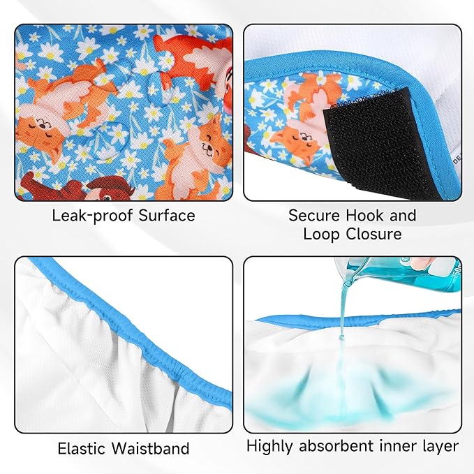 4 Pack Reusable Female Dog Diaper, Highly Absorbent Doggie Diapers for Female Dogs, Dog Diaper XX-Large, Bulldog