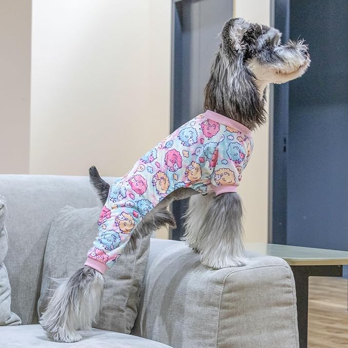 CuteBone Soft & Stretchy Dog Pajamas - Cozy Pet Jammies Breathable Jumpsuit for Small Dogs - All-Season Comfy Outfit Easy-On Pullover Design - Keeps Pets Warm & Comfortable P278S