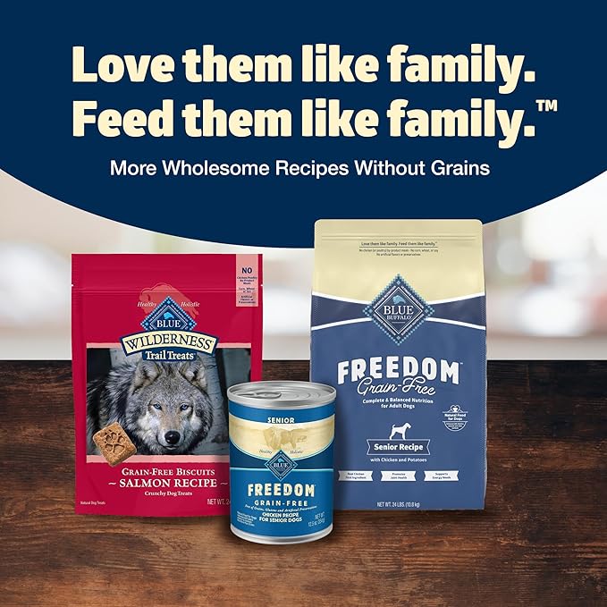 Blue Buffalo Freedom Grain-Free Senior Dry Dog Food, Provides Energy to Stay Active, Made in the USA with Natural Ingredients, Chicken & Potatoes, 24-lb Bag
